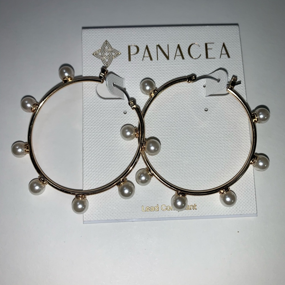 Panacea Gold and Pearl Hoops